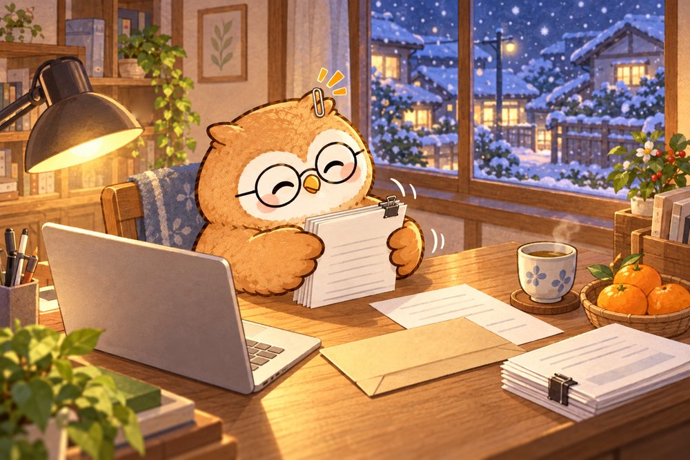 確定申告に向けて寄付の証明書をまとめるナビ助